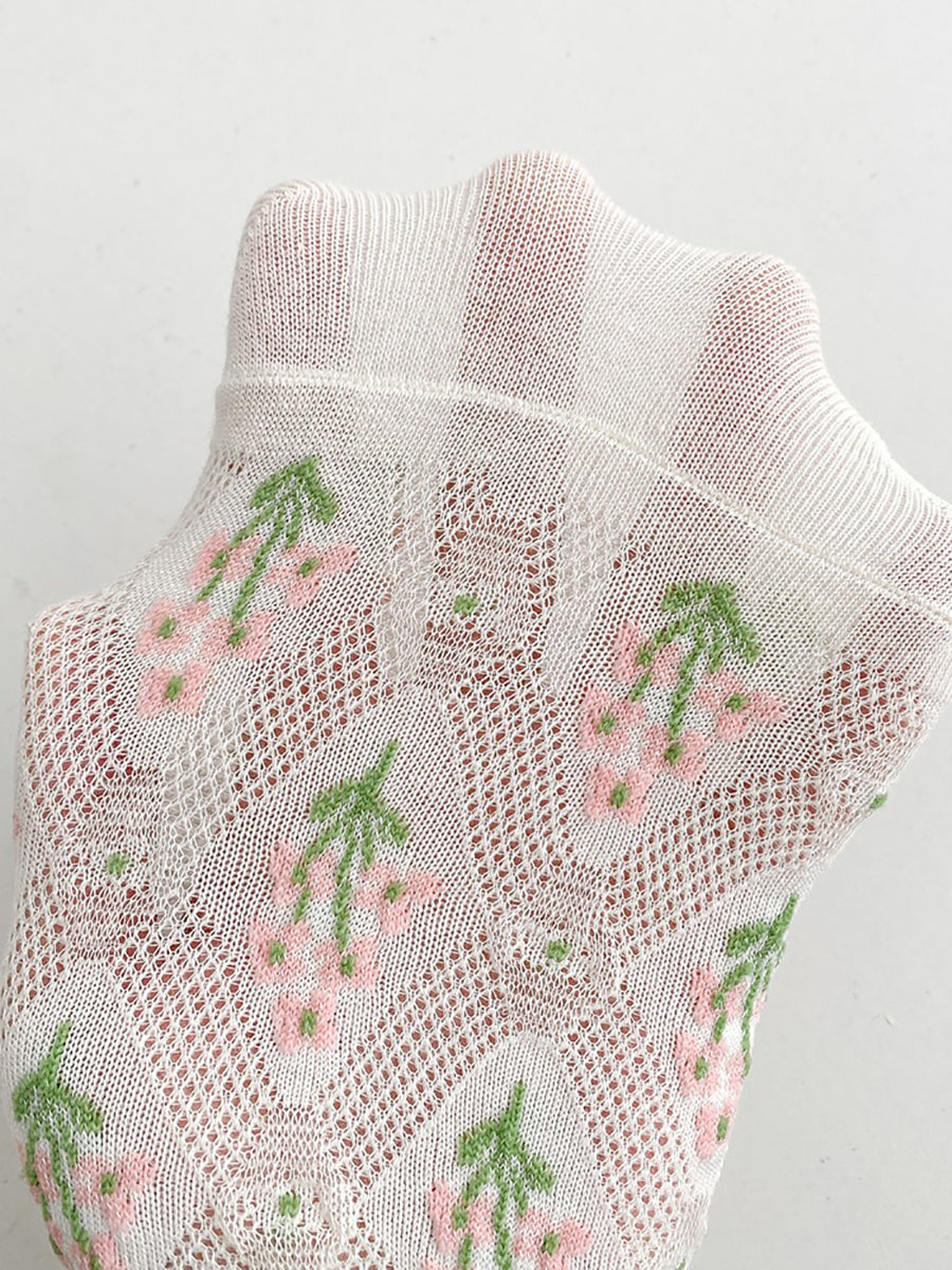 5 Pairs Women Summer Floral Rhomboids Socks