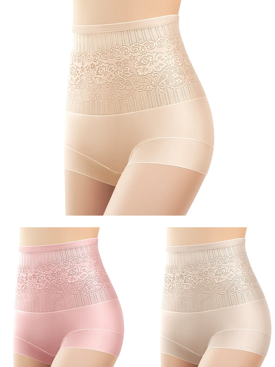 3 Pieces Women Casual Jacquard High Waist Underwear
