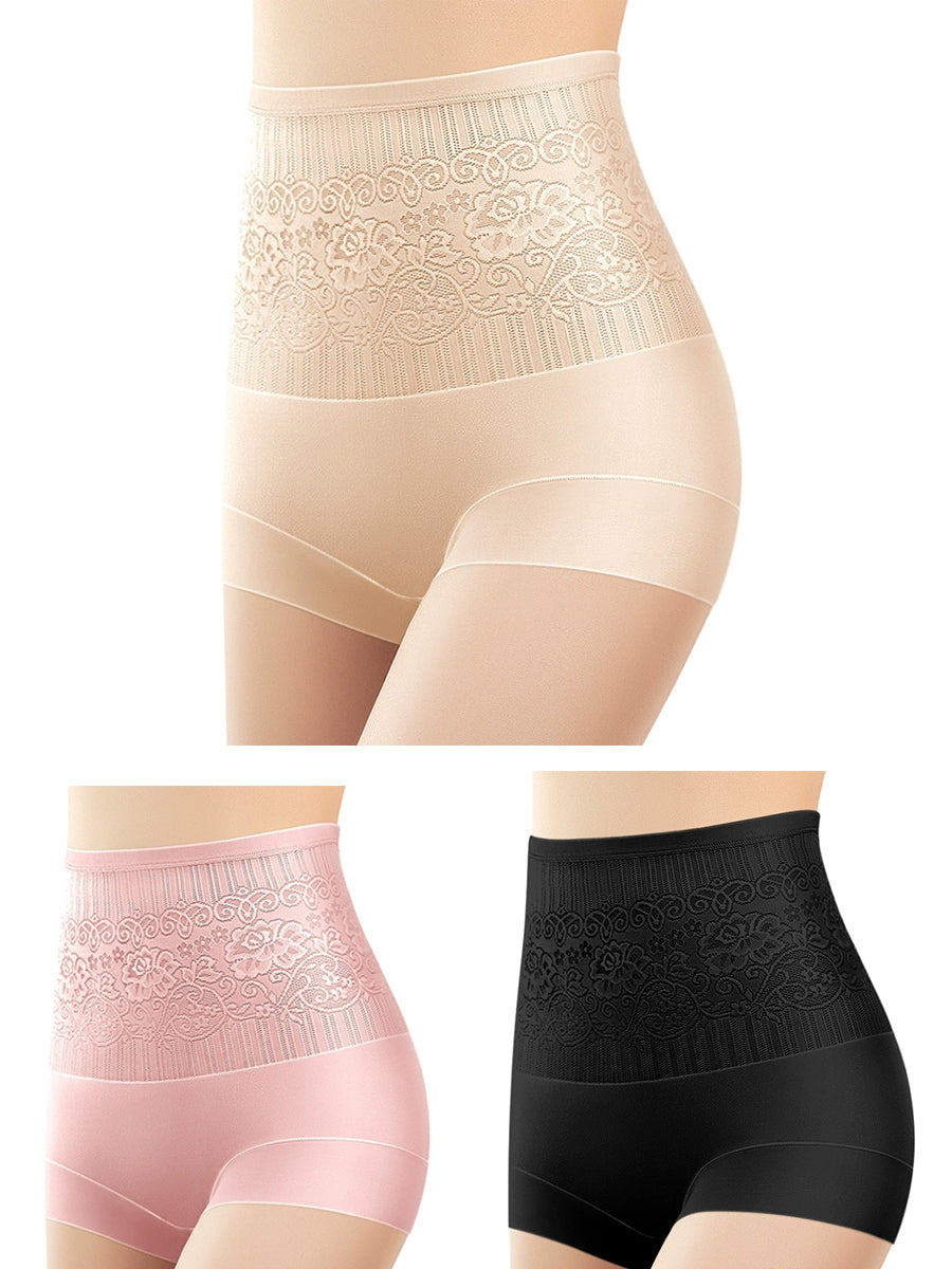 3 Pieces Women Casual Jacquard High Waist Underwear