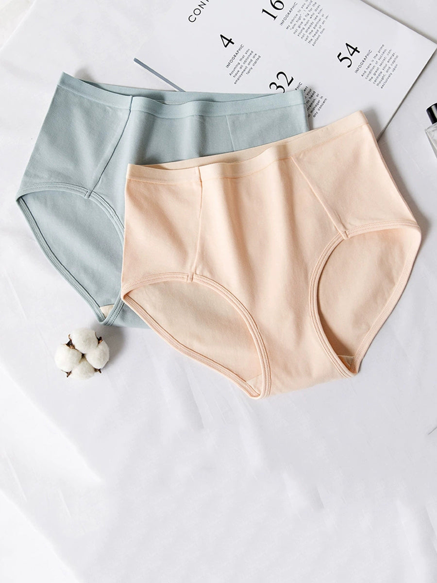 4 Pieces Women Casual Pure Color High Waist Underwear