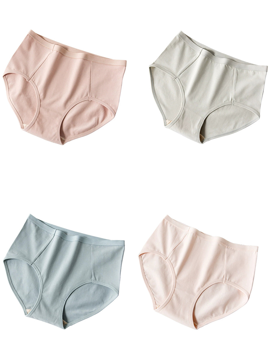4 Pieces Women Casual Pure Color High Waist Underwear