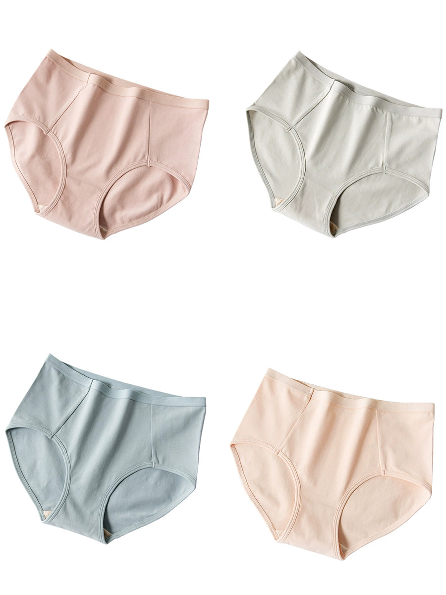4 Pieces Women Casual Pure Color High Waist Underwear