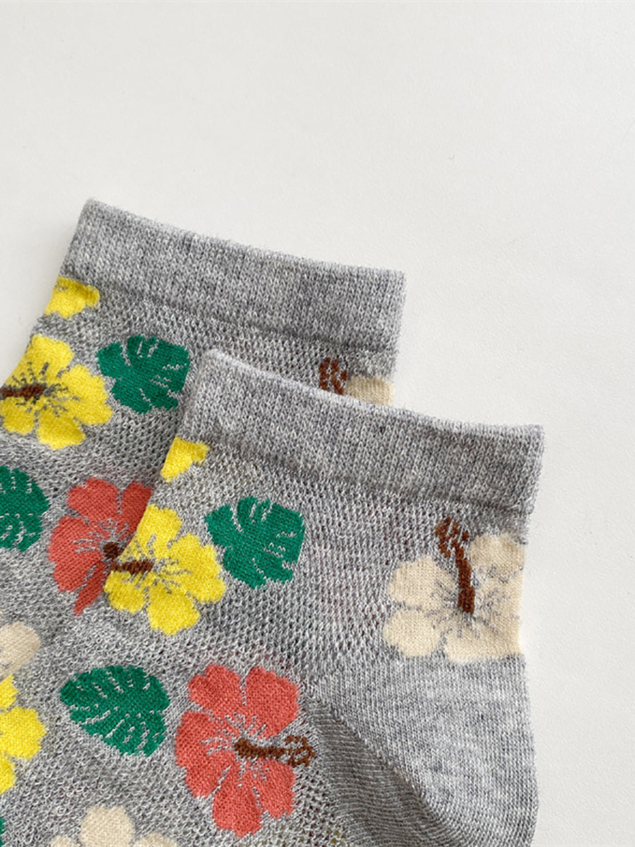 5 Pairs Women Artsy Flower Cotton Socks