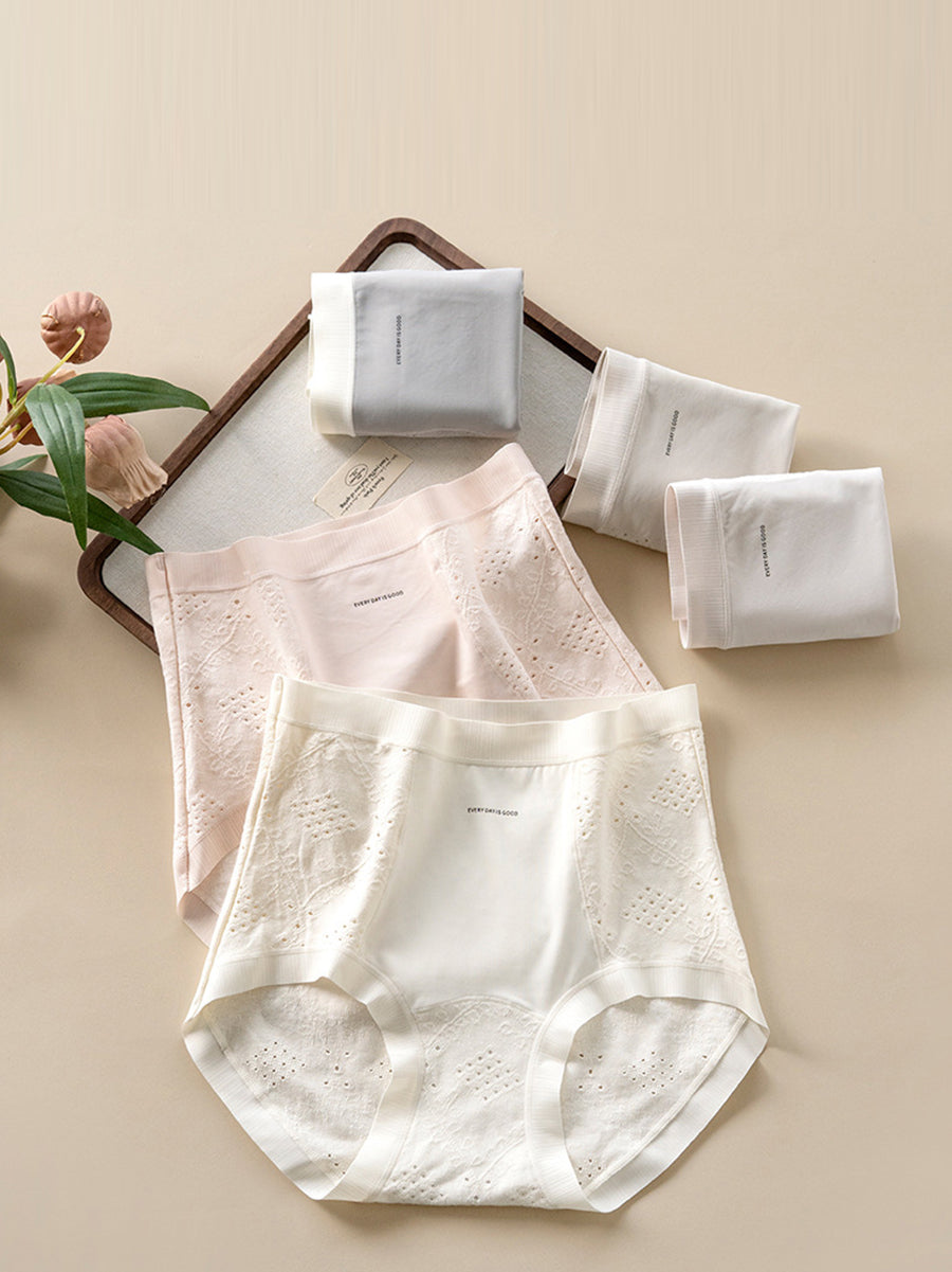 4 Pieces Women Casual Jacquard High Waist Underwear