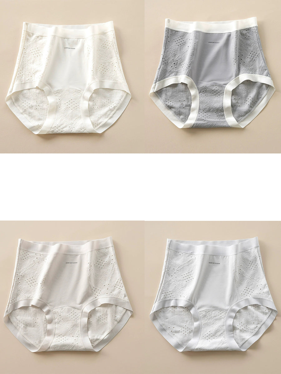 4 Pieces Women Casual Jacquard High Waist Underwear