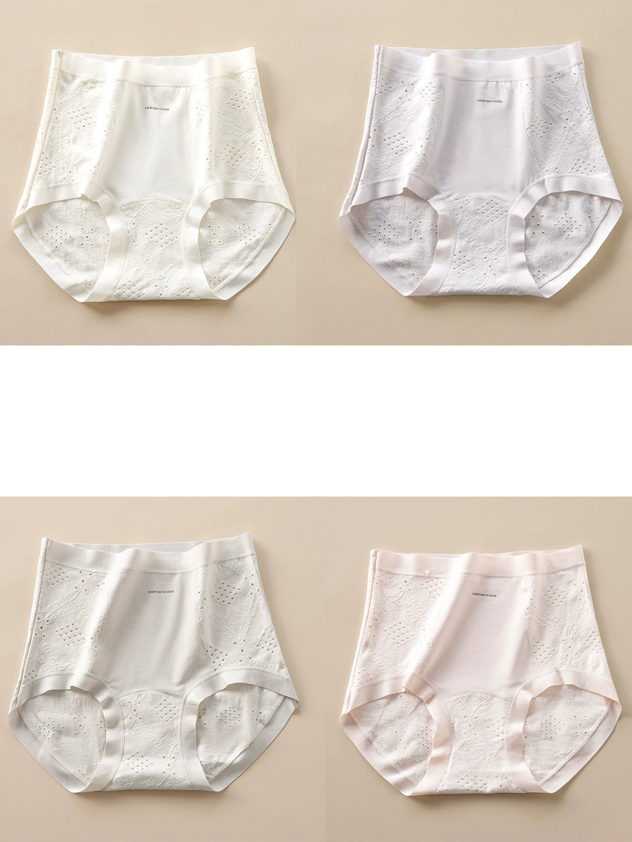 4 Pieces Women Casual Jacquard High Waist Underwear