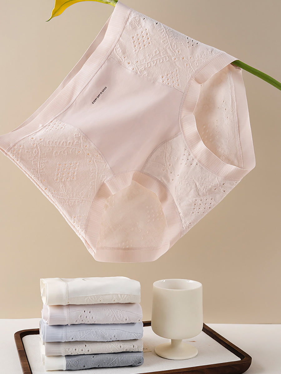 4 Pieces Women Casual Jacquard High Waist Underwear