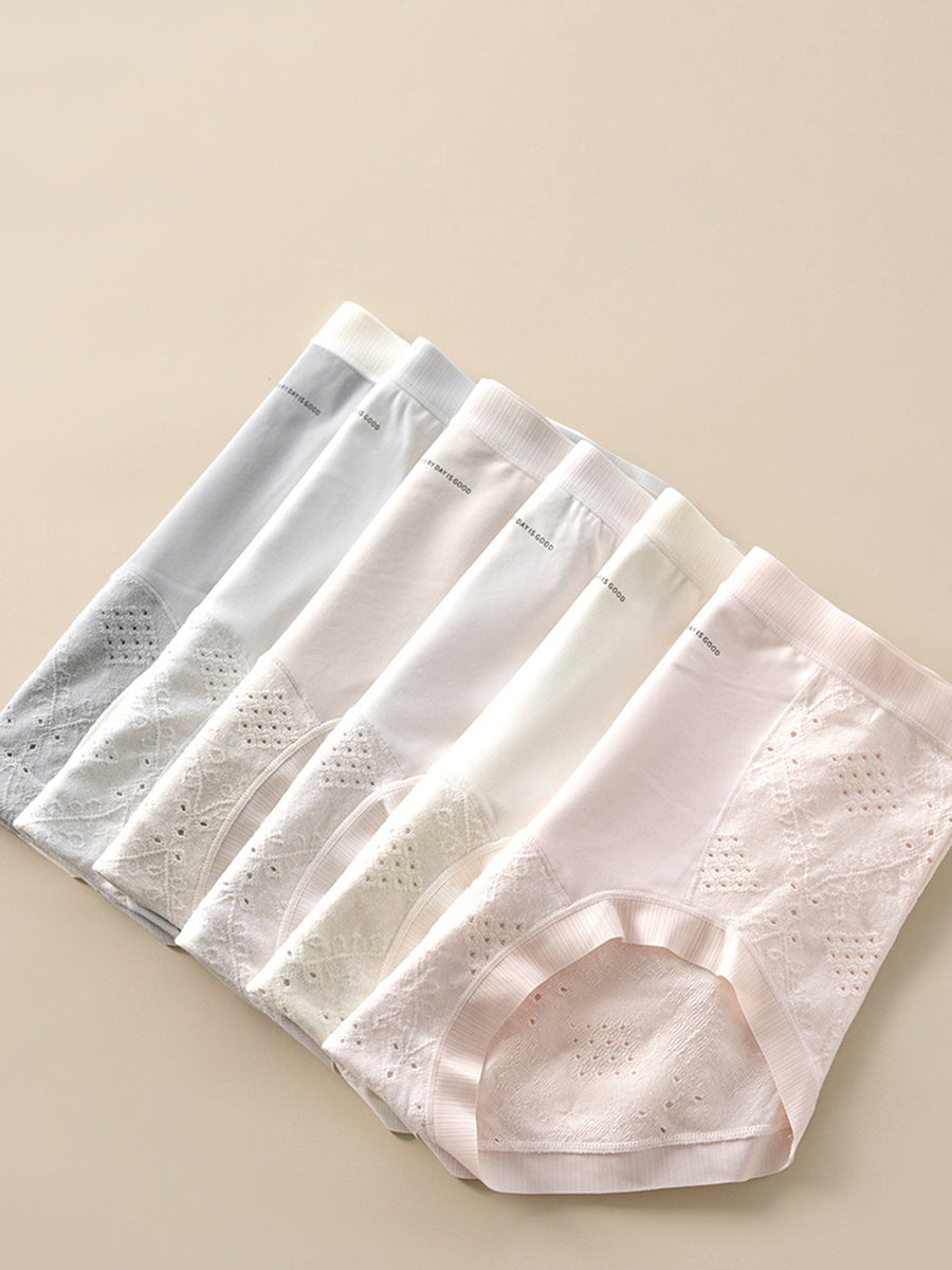 4 Pieces Women Casual Jacquard High Waist Underwear