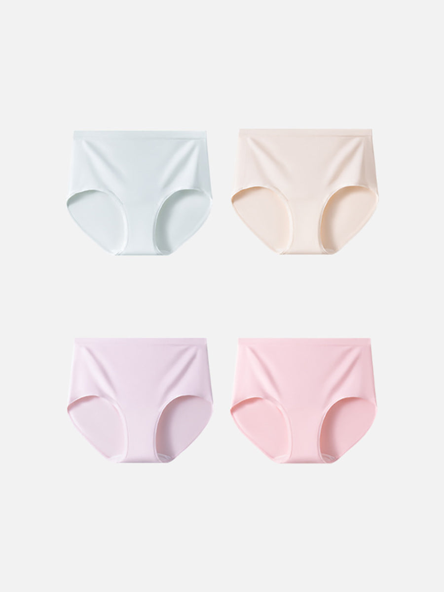 4 Pieces Women Casual Pure Color High Waist Underwear