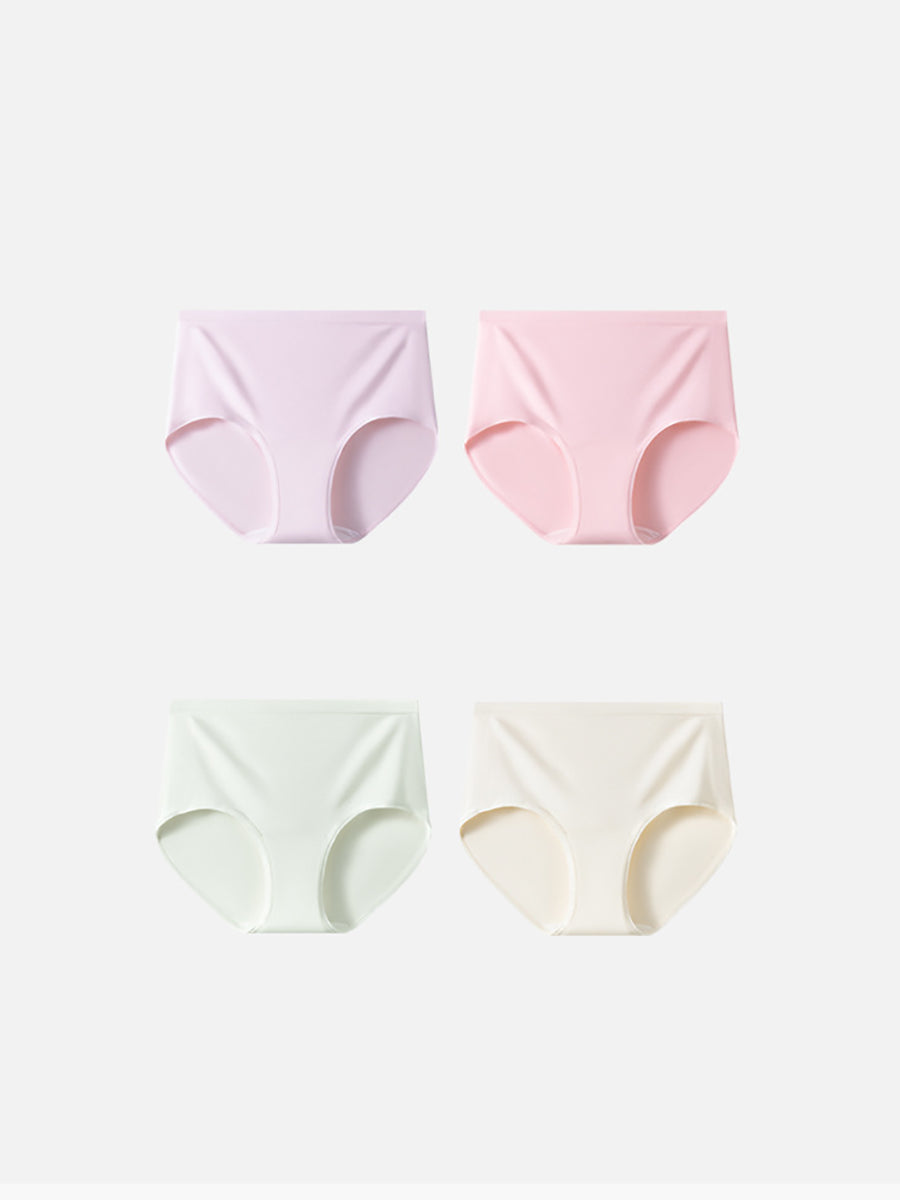 4 Pieces Women Casual Pure Color High Waist Underwear