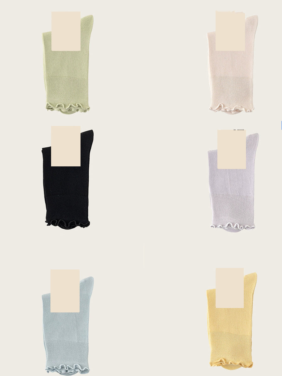 6 Pairs Women Summer Pure Color Socks