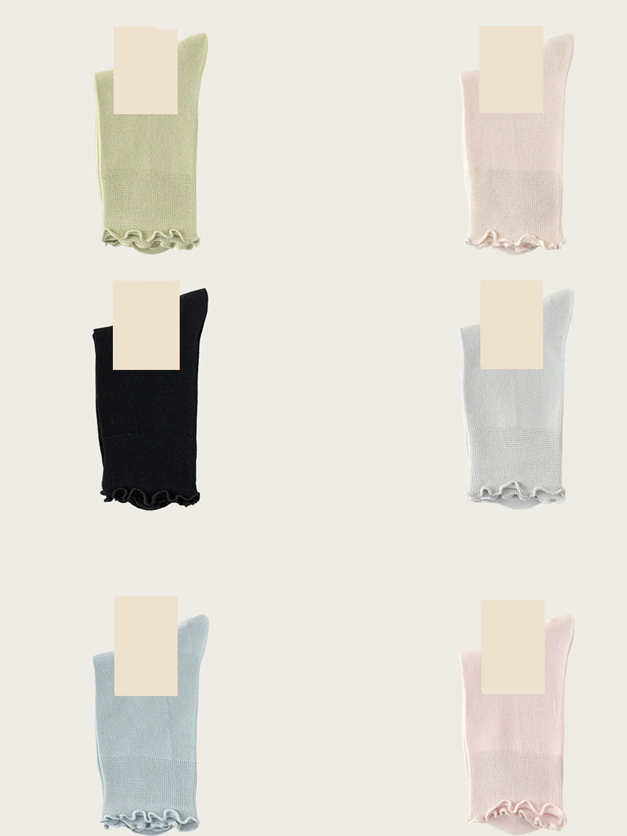 6 Pairs Women Summer Pure Color Socks