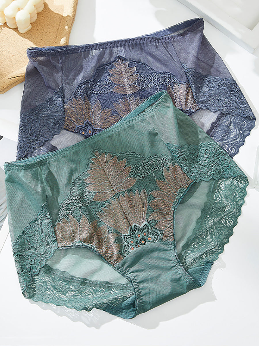 4 Pieces Women Artsy High Waist Lace Underwear