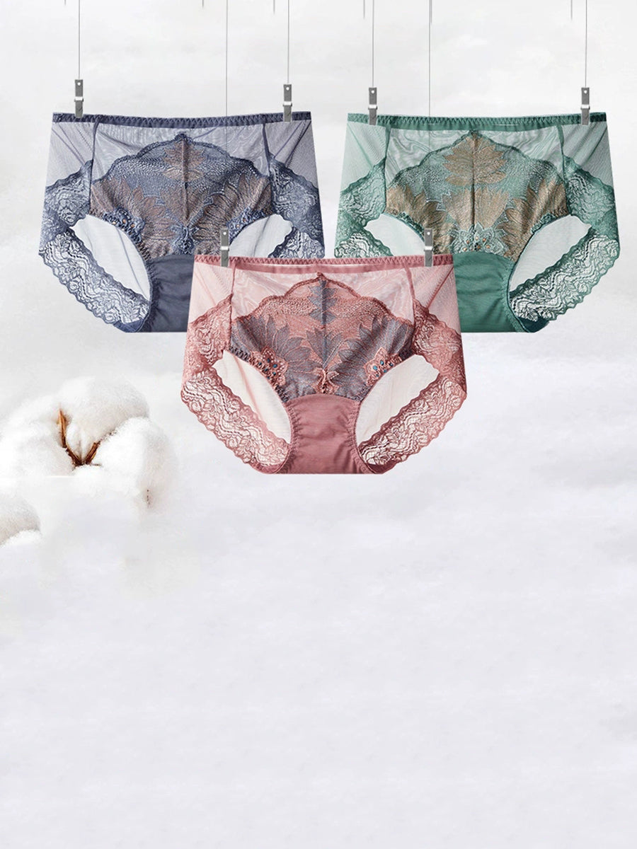 4 Pieces Women Artsy High Waist Lace Underwear