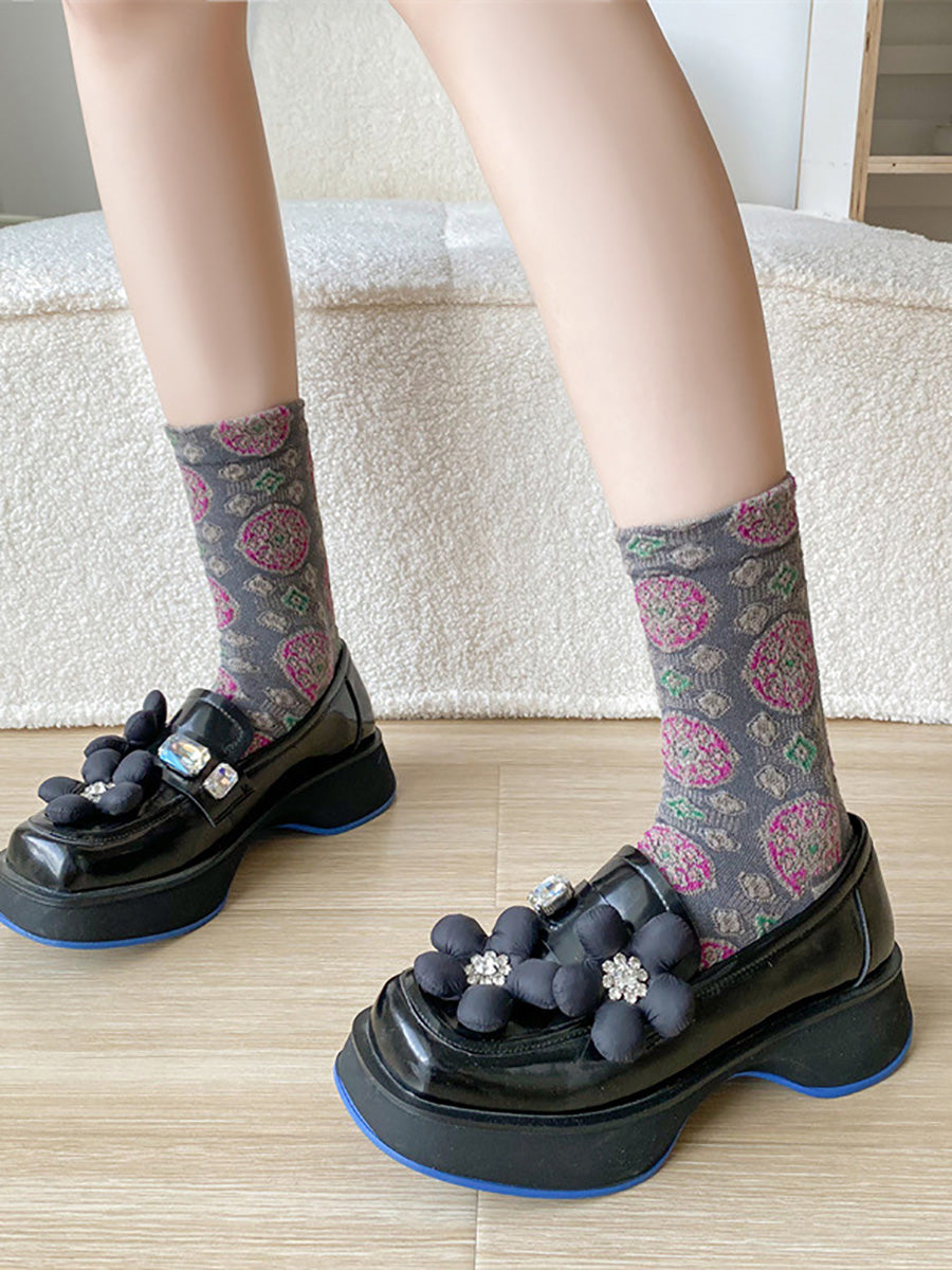 5 Pairs Women Artsy Jacquard Socks