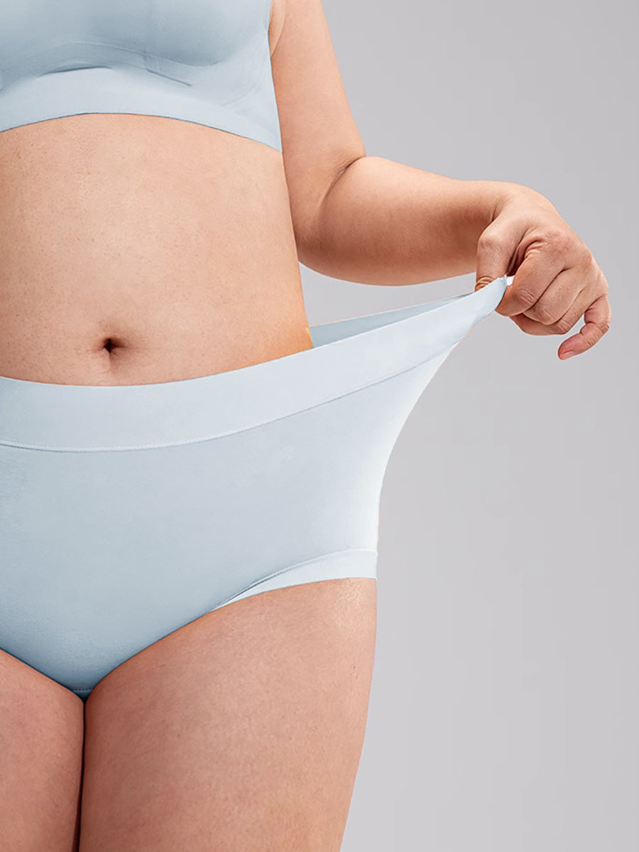 4 Pieces Women Artsy Pure Color High Waist Underwear