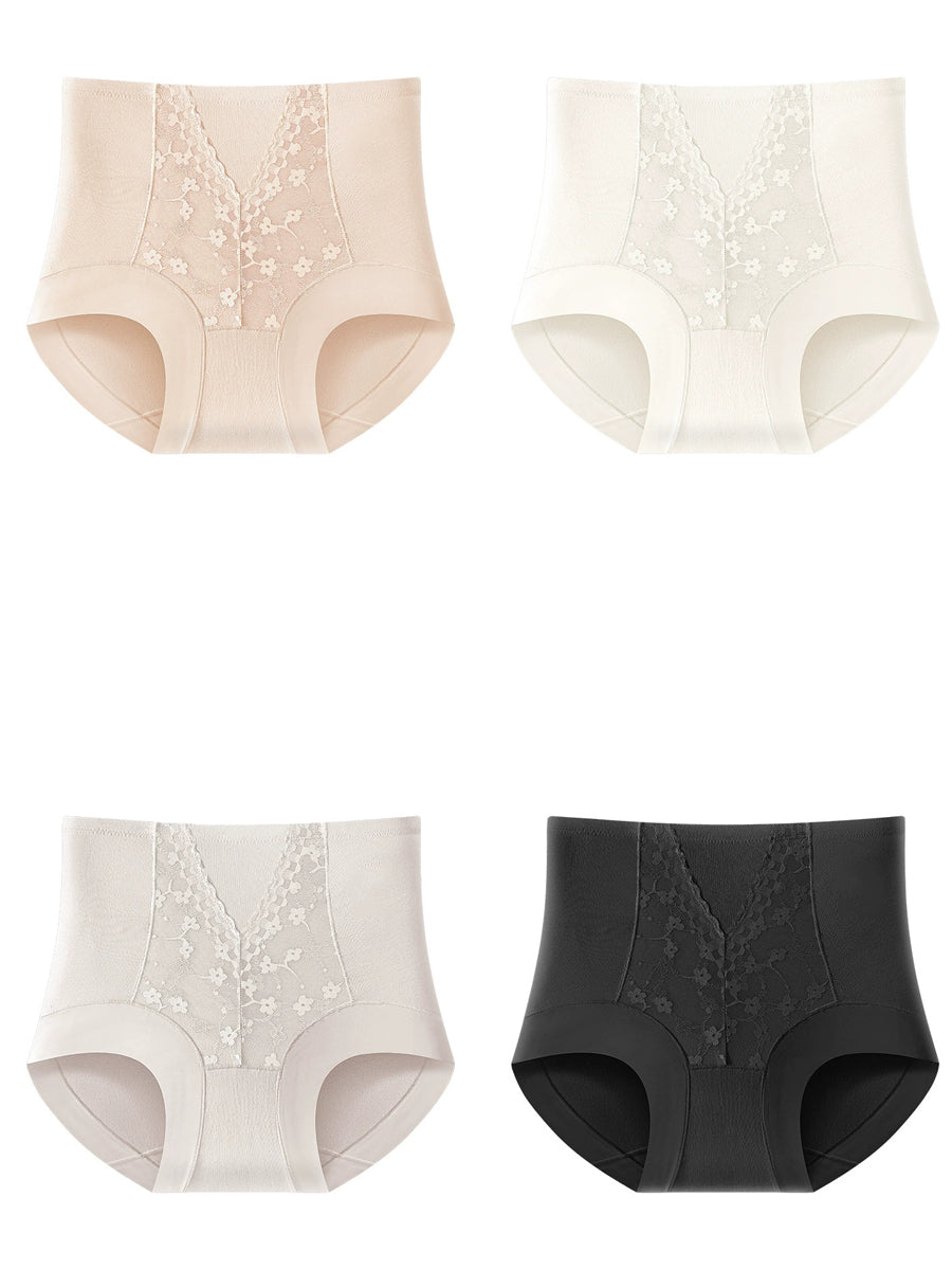 4 Pieces Women Artsy Lace High Waist Underwear