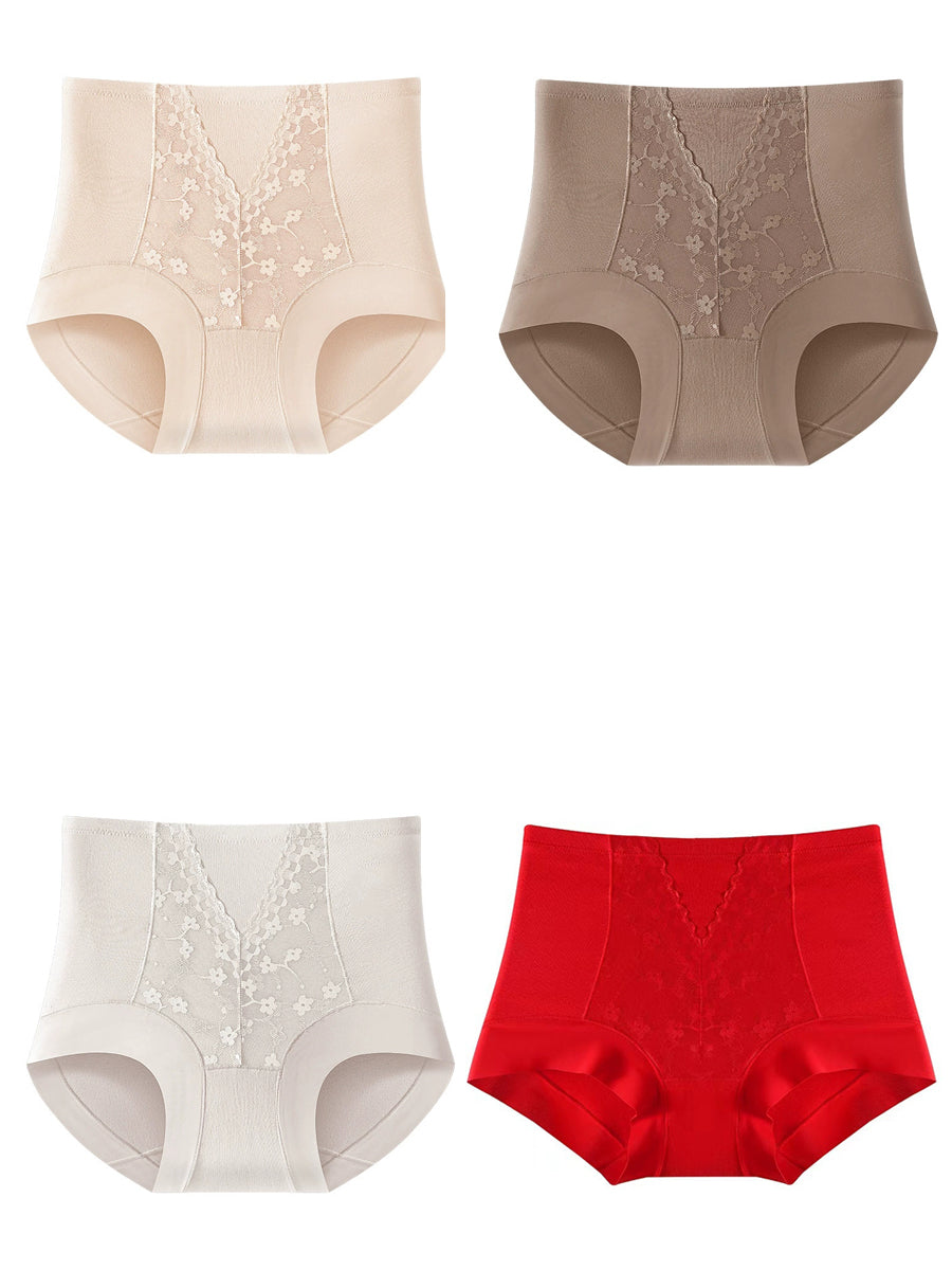 4 Pieces Women Artsy Lace High Waist Underwear