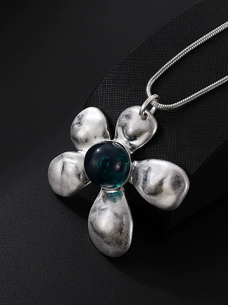 Artsy Alloy Flower Long Sweater Necklace