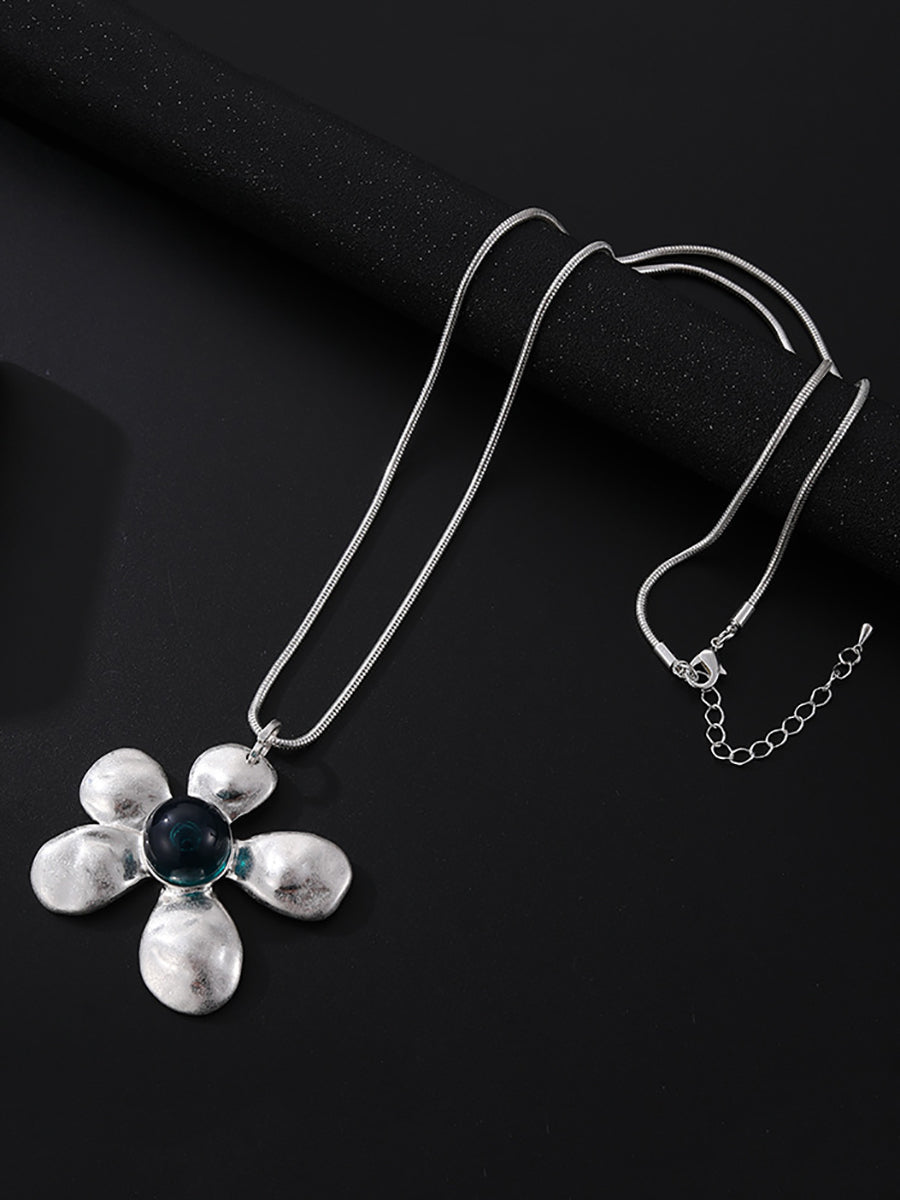 Artsy Alloy Flower Long Sweater Necklace