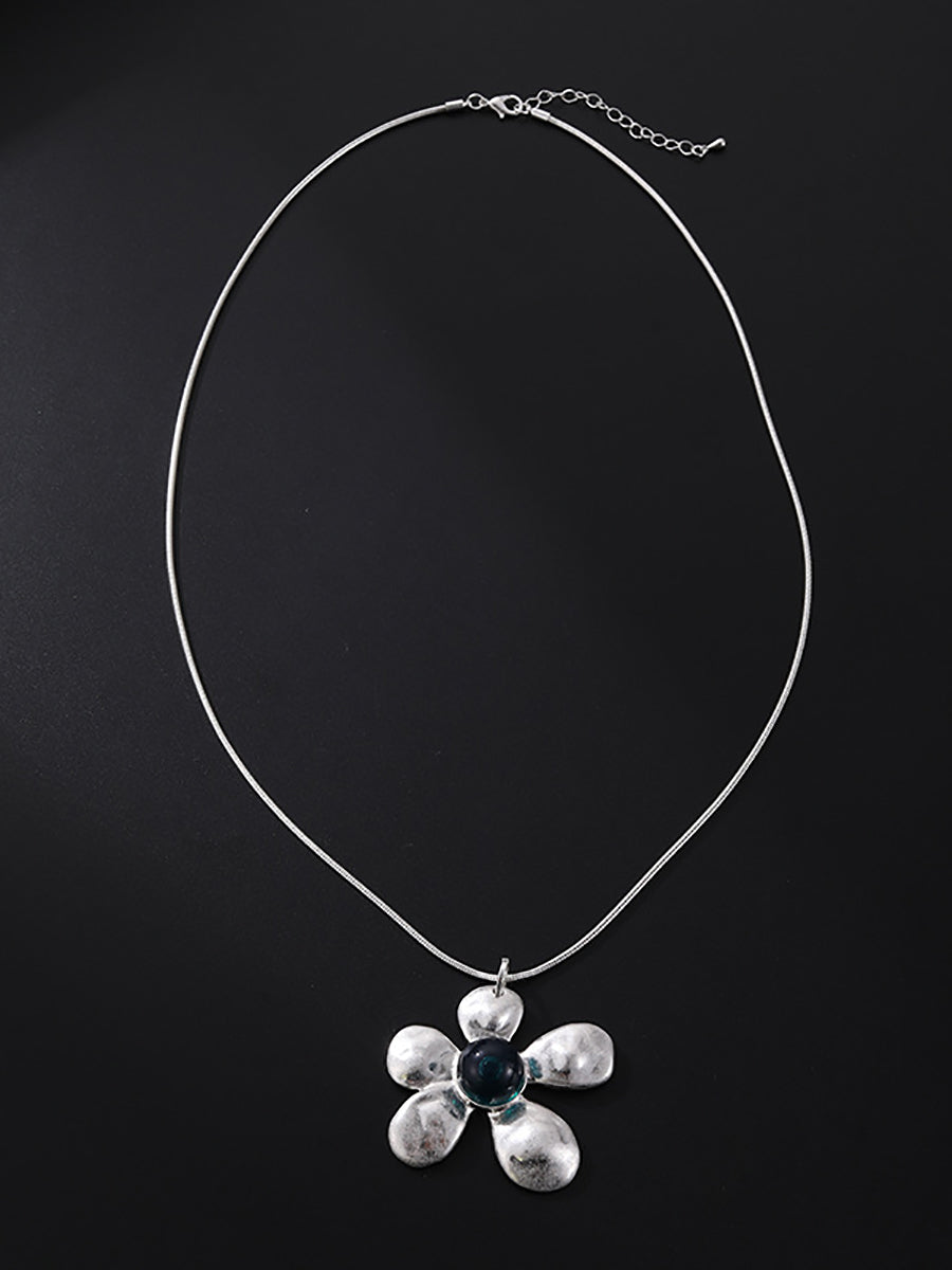 Artsy Alloy Flower Long Sweater Necklace