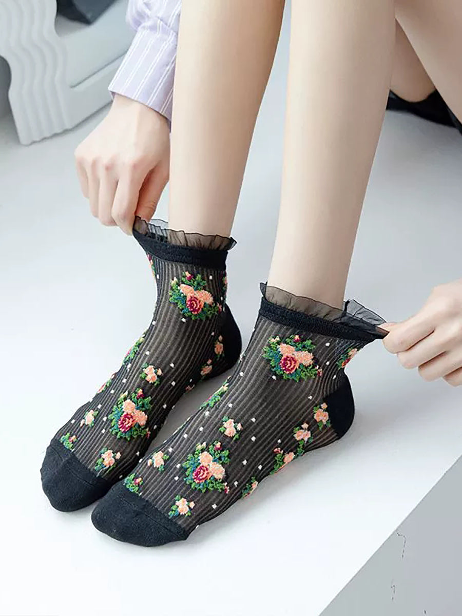 10 Pairs Women Summer Thin Flower Socks Main image