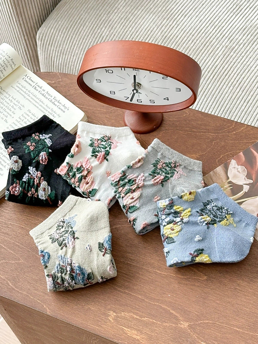5 Pairs Women Summer Artsy Jacquard Socks