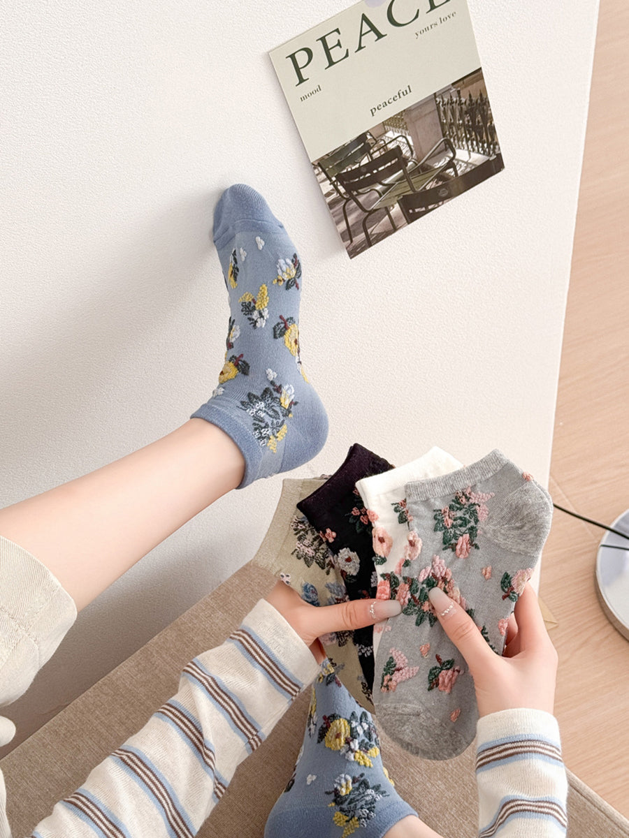 5 Pairs Women Summer Artsy Jacquard Socks