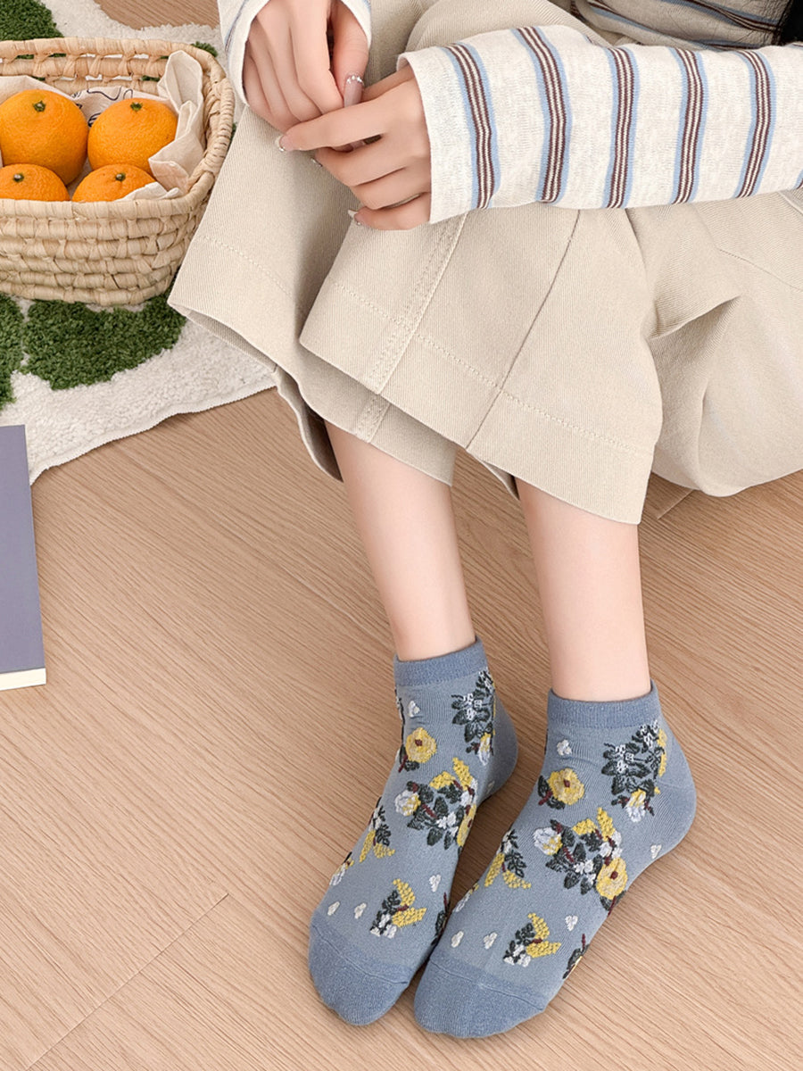 5 Pairs Women Summer Artsy Jacquard Socks