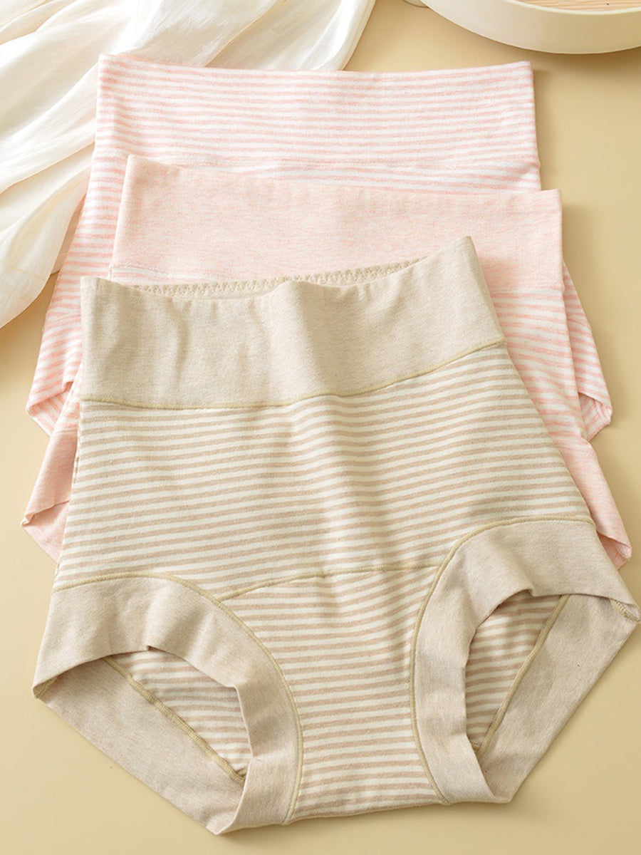 6 Pieces Women Stripe High Waist Underwear
