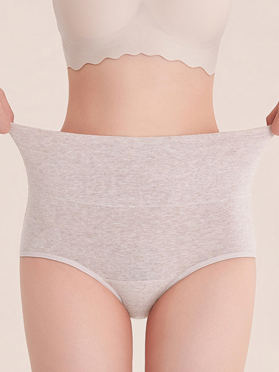 4 Pieces Women Casual Pure Color High Waist Underwear