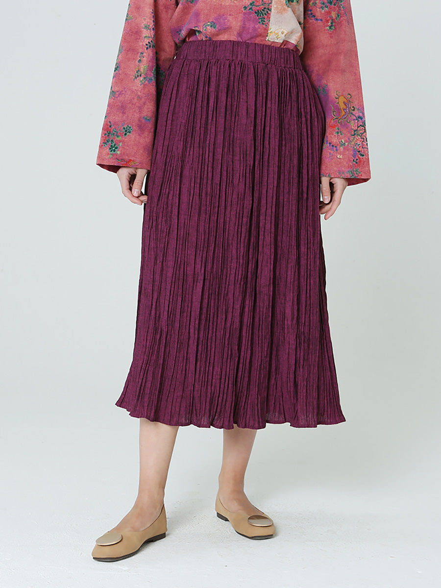 Plus Size Pleated Spring Loose Casual Women Elastic Waist Skirt M-2XL Main image