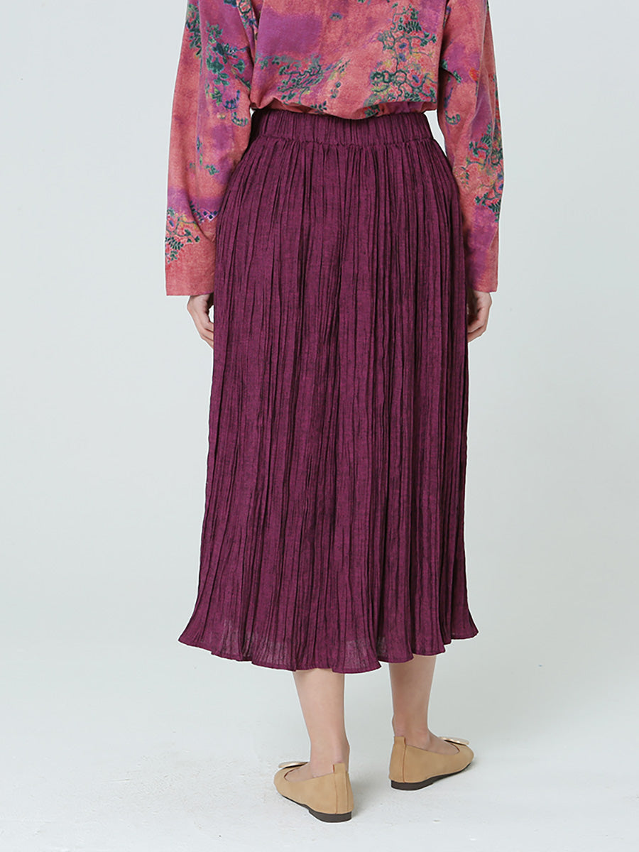 Plus Size Pleated Spring Loose Casual Women Elastic Waist Skirt M-2XL Secondary image