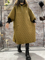 Plus Size Winter Women Wadded Clothes Hooded Dress