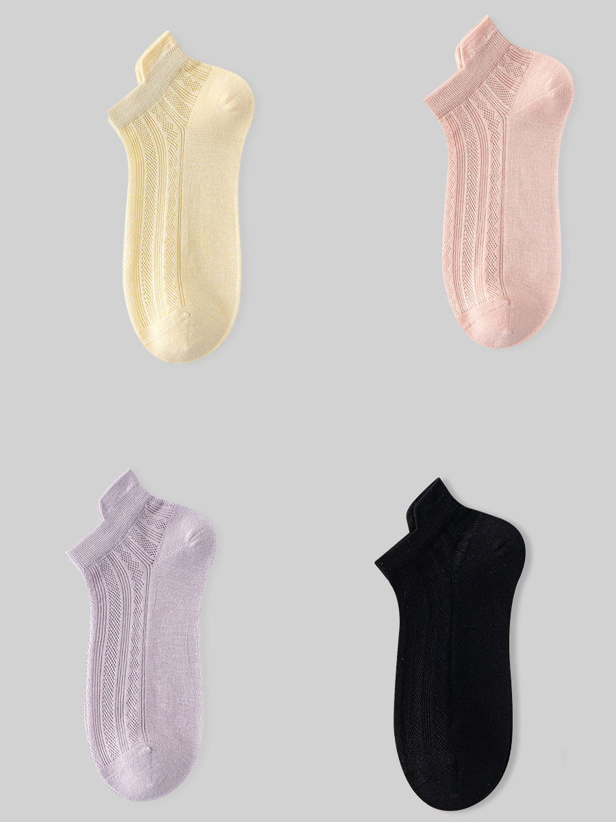 4 Pairs Women Summer Thin Cotton Short Socks