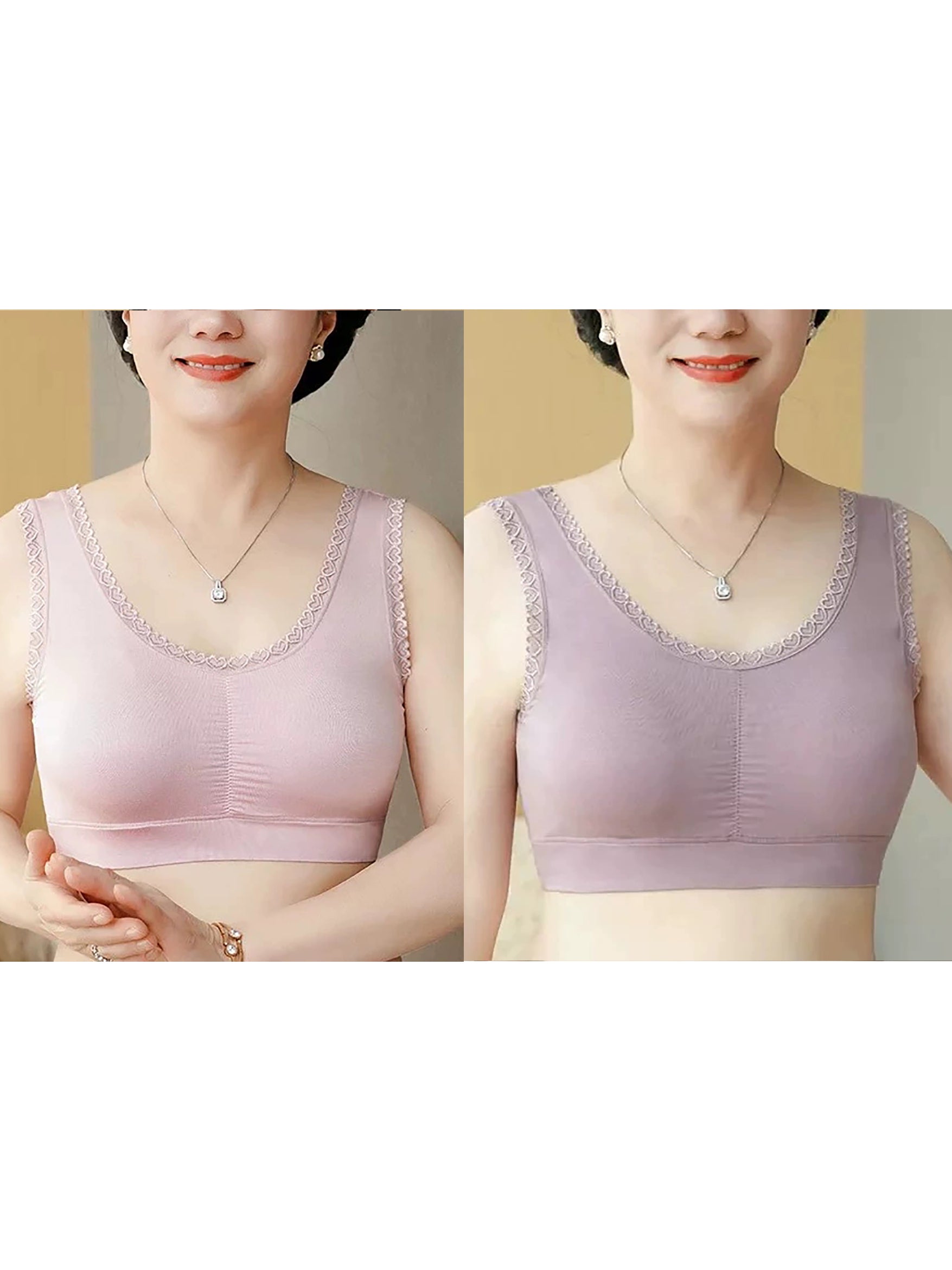 2 Pieces Women One-Piece With Bra Pad Lace Pure Color Bar
