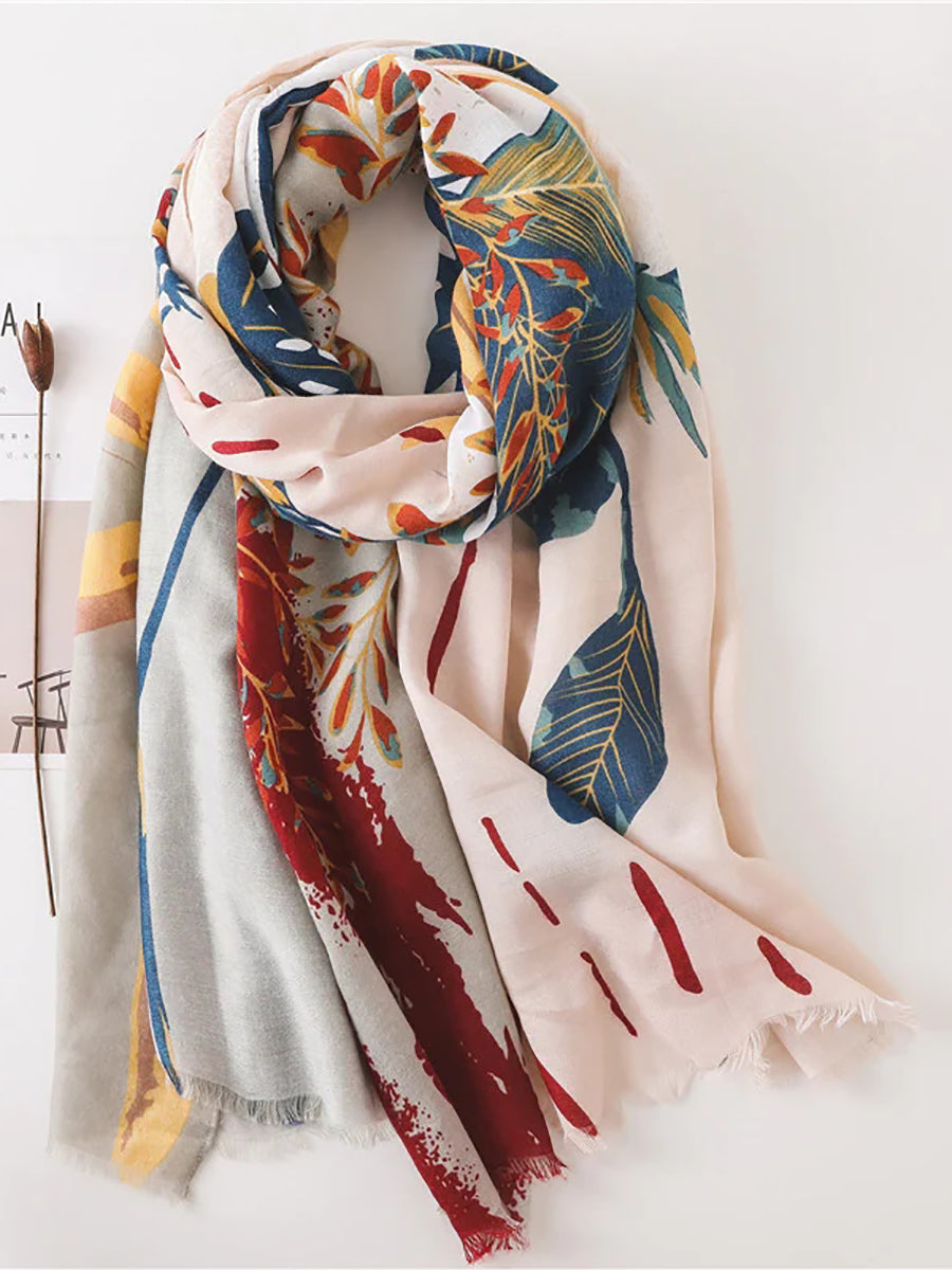 Plant Print Sunscreen Shawl Scarves