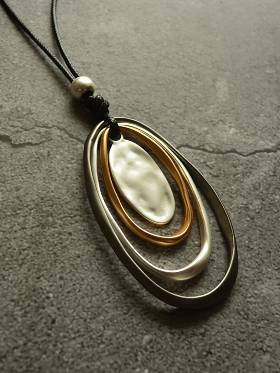 Korean Simple Versatile Multi-Layer Oval Circle Long Necklace Secondary image