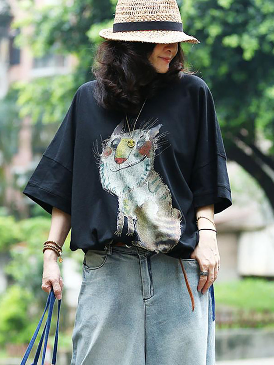 Plus Size - Women Animal Printed Loose Casual  T-shirt Main image