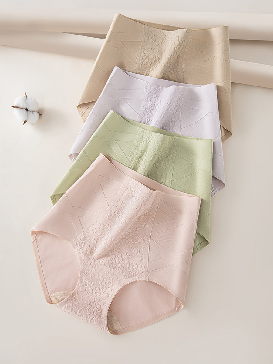 4 Pieces Women Artsy Jacquard High Waist Underwear