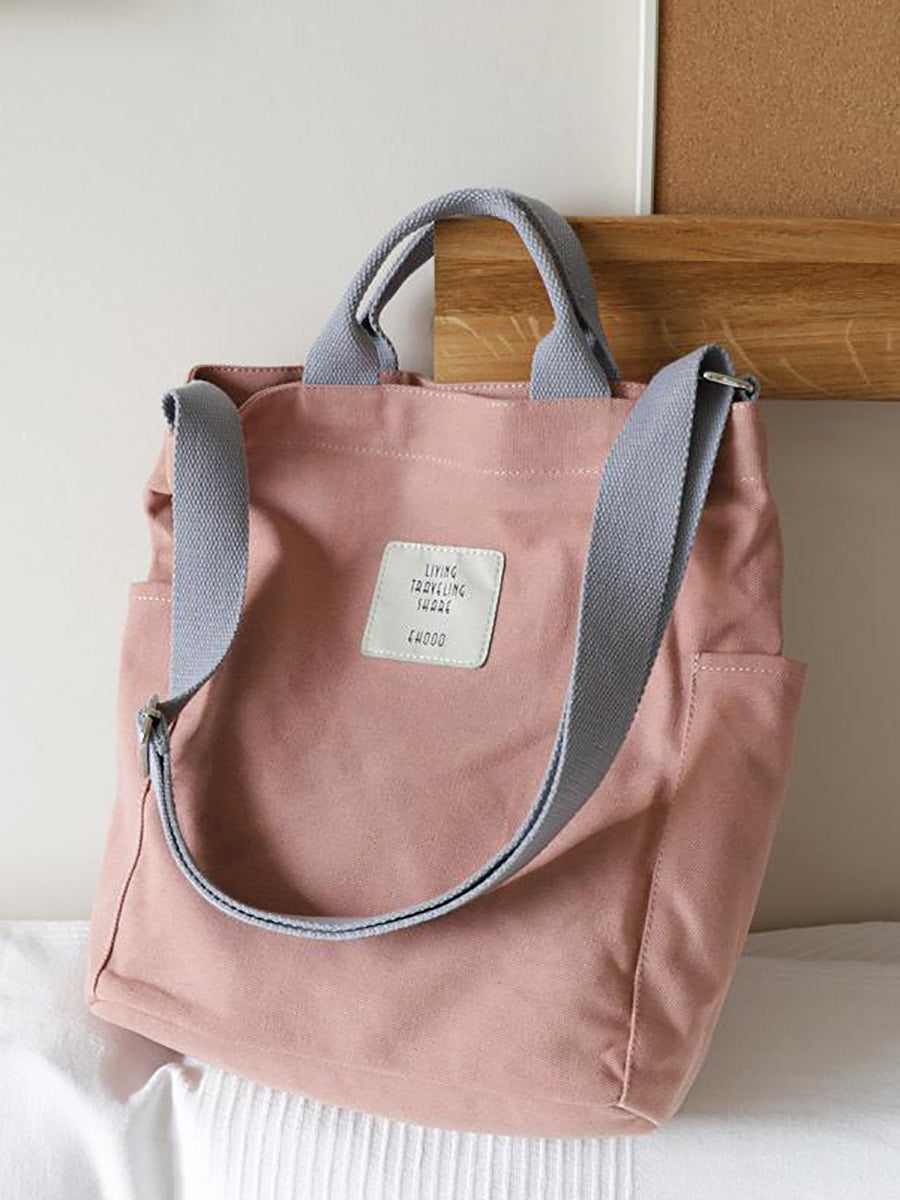Casual Patchwork Large Canvas Shoulder Bag Main image