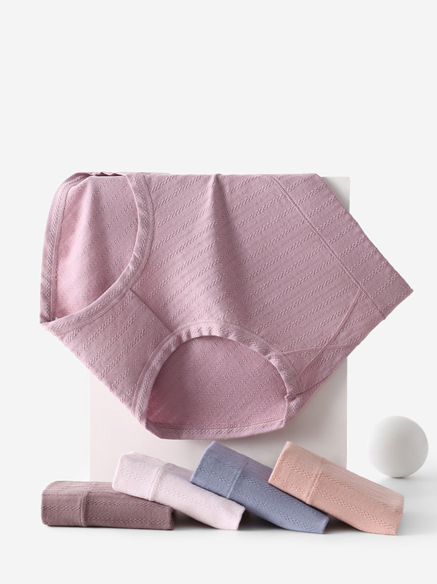 5 Pieces Women Casual Pure Color High Waist Underwear