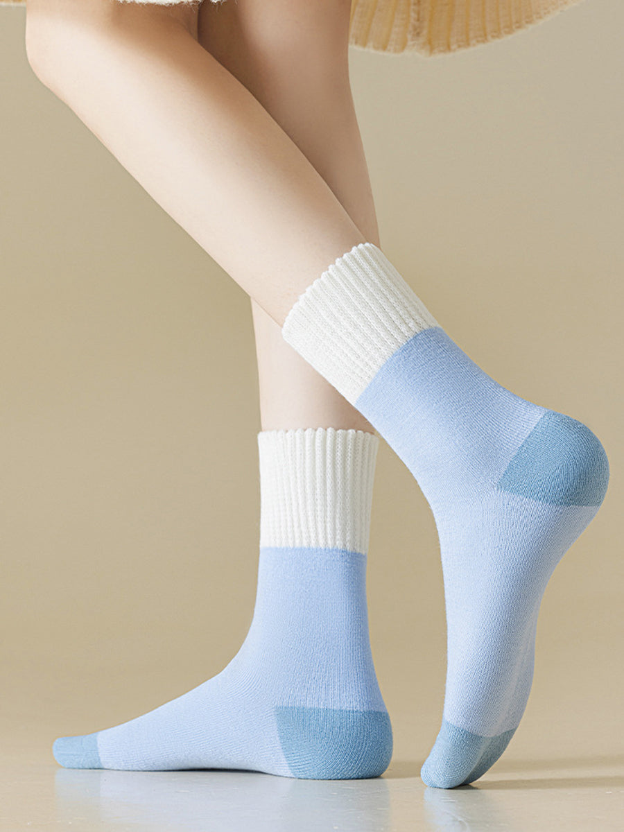6 Pairs Women Artsy Colorblock Thick Socks