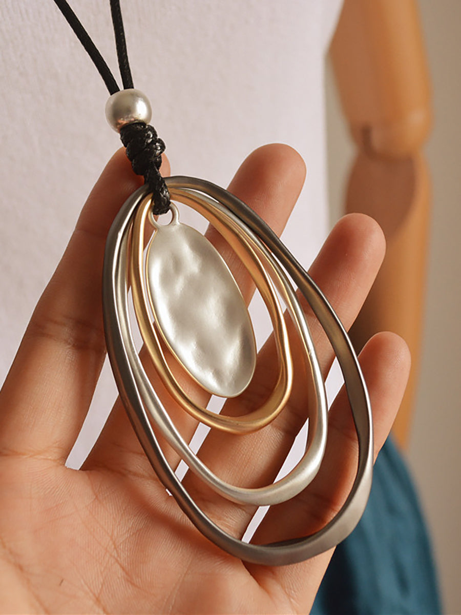 Korean Simple Versatile Multi-Layer Oval Circle Long Necklace Main image