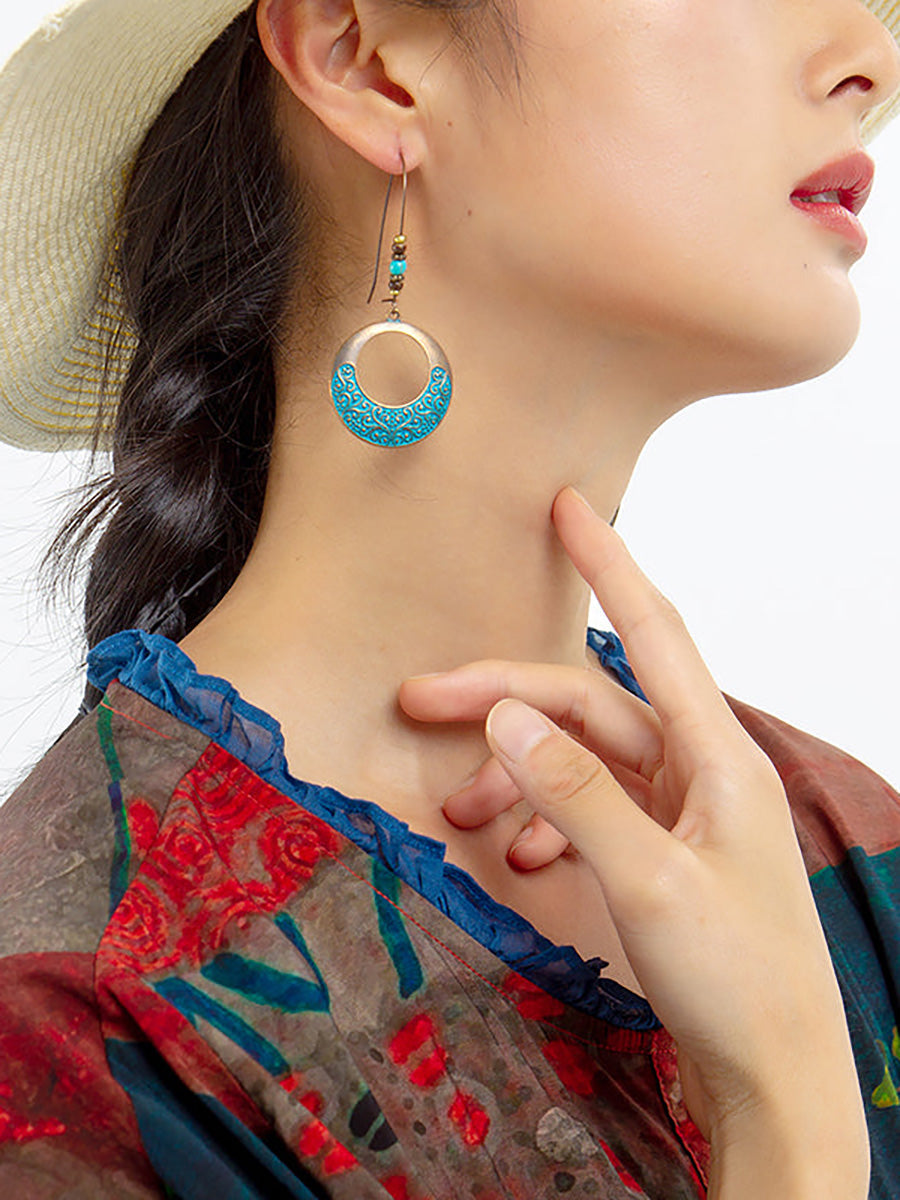 (2 pairs)Bohemian Alloy Engraving Exquisite Pattern Earrings Secondary image