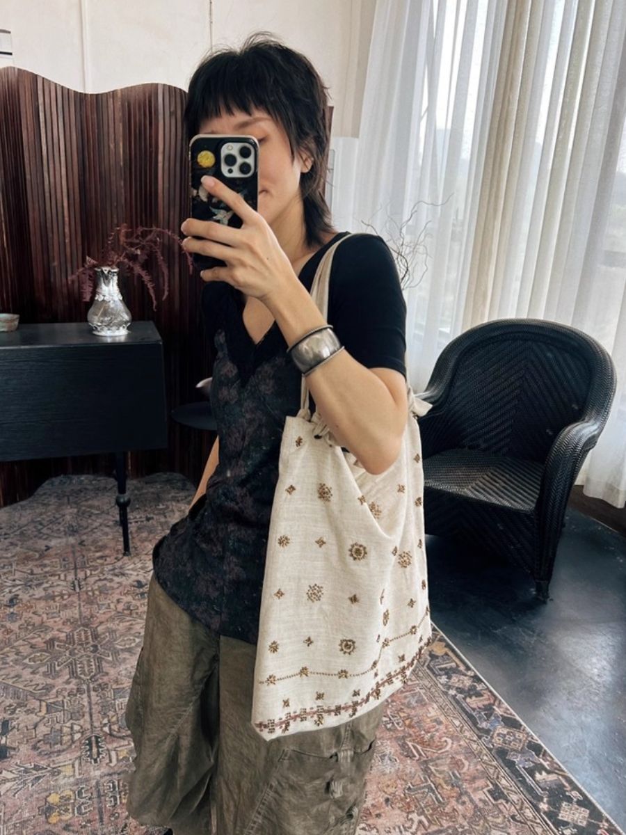 Casual Linen Embroidery Canvas Bag
