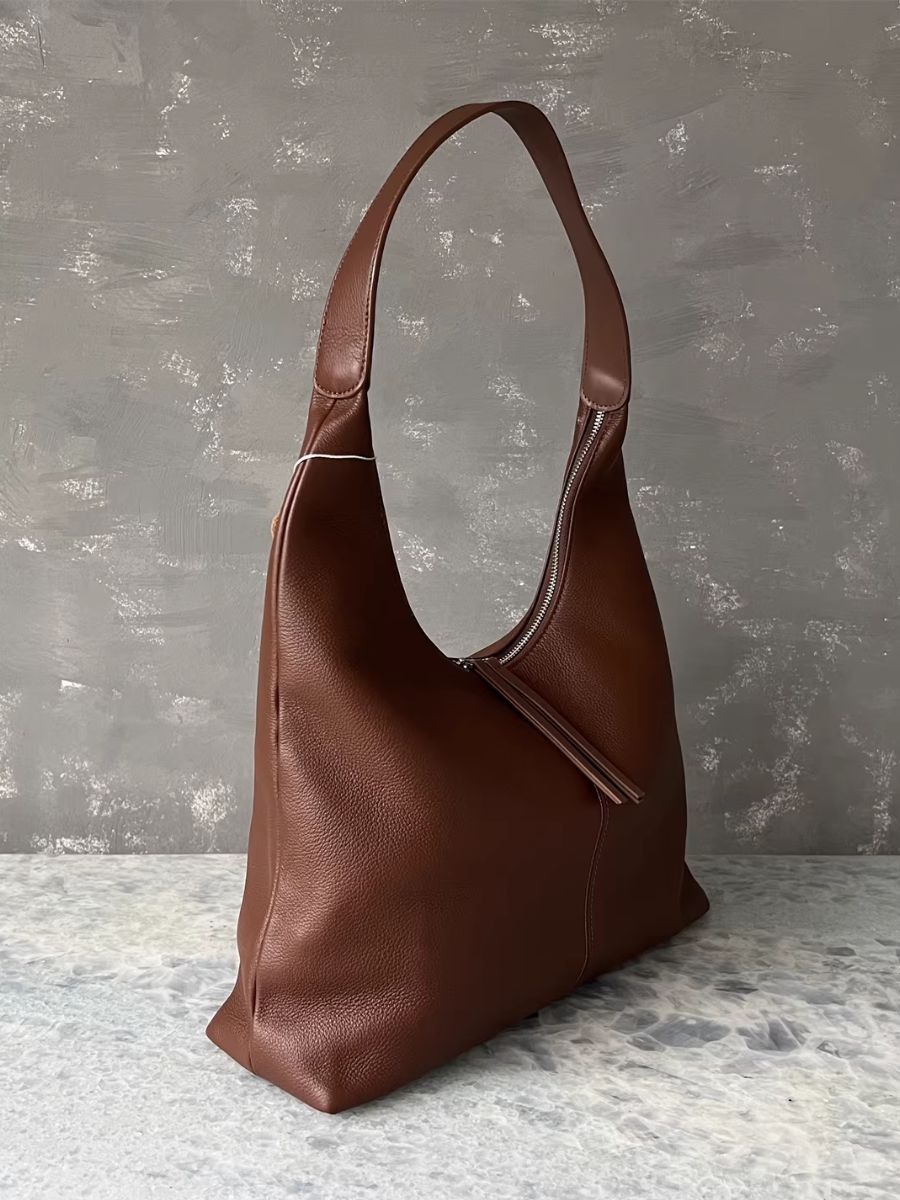 Casual Pure Color Leather Hobo Bag