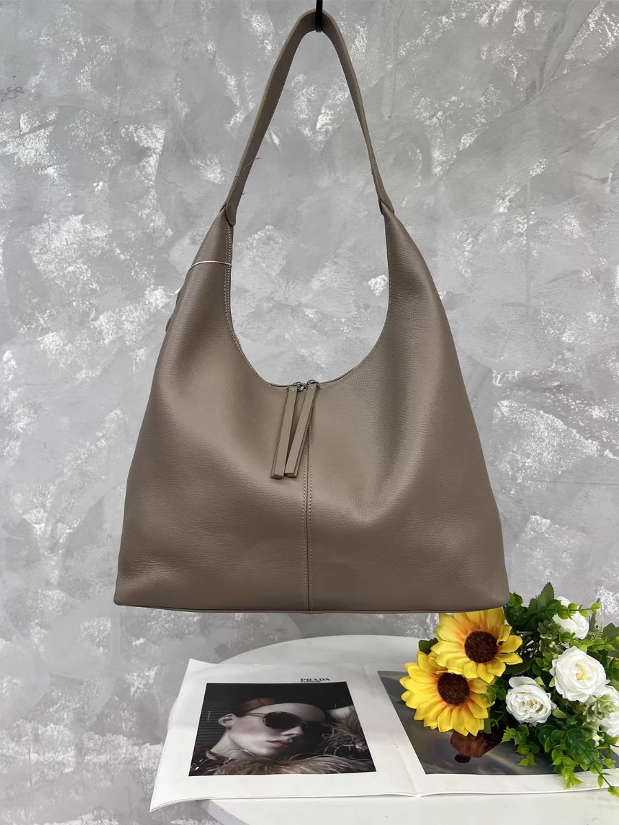 Casual Pure Color Leather Hobo Bag