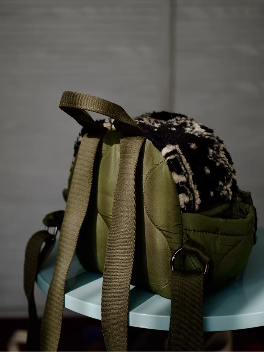 Artistic Green Fluffy Floral Spliced Mini Backpack