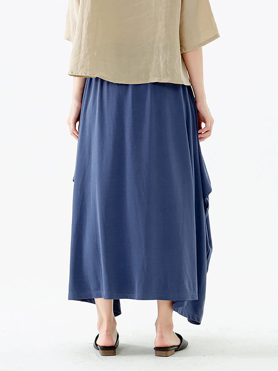 Plus Size - Women Solid Color Pocket Elastic Waist Skirt Secondary image